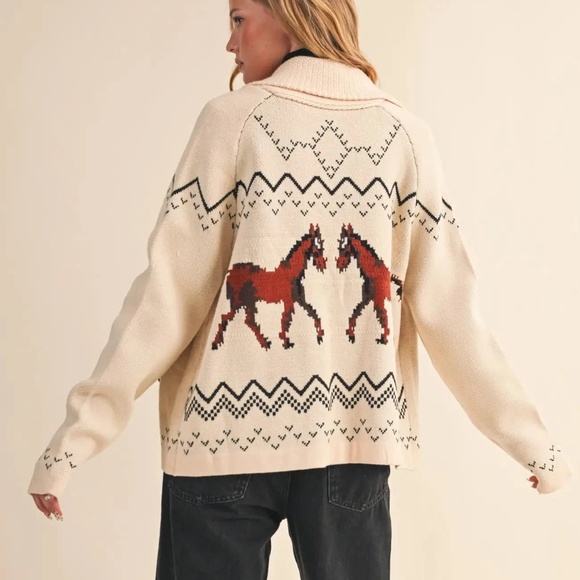 NWT Western Horse Cardigan Sweater - Picture 6 of 6